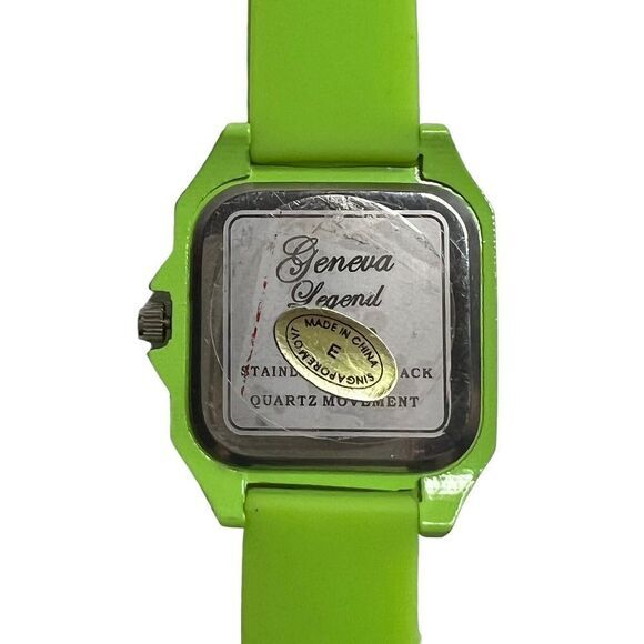GENEVA LEGEND #L1110 Women's Watch Arabic Numerals Neon Green Silicone Band 8.75 - Picture 4 of 15